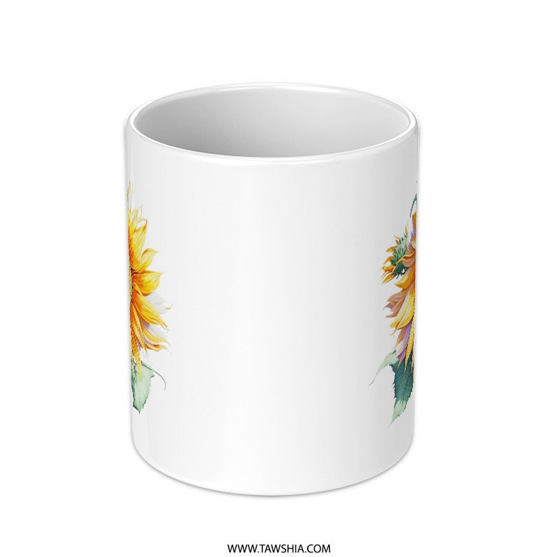 Sunflower Mug, Floral Coffee Mug, Botanical Tea Cup, Gift for Her, Flower Lover Mug, Bright Sunflower Art, Summer Mug, Garden Mug - Tawshia