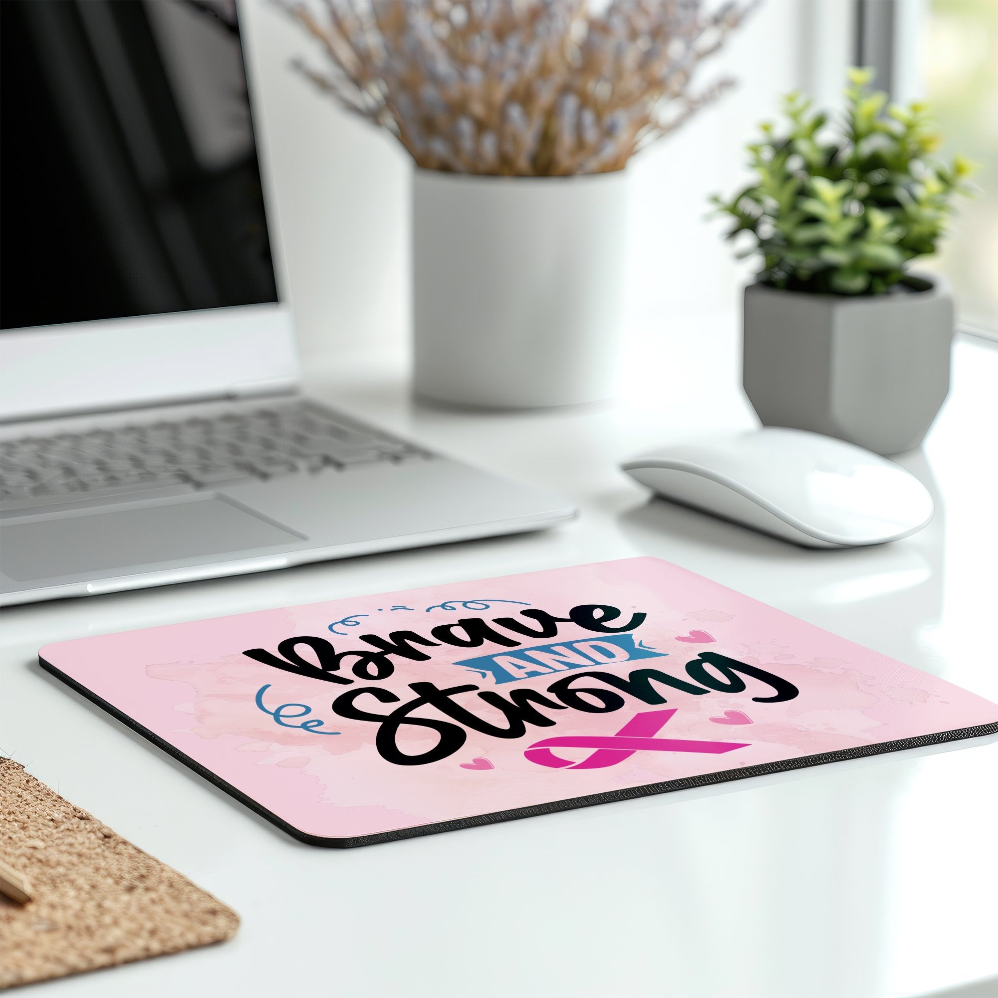 Brave and Strong Mousepad Inspirational Quote product