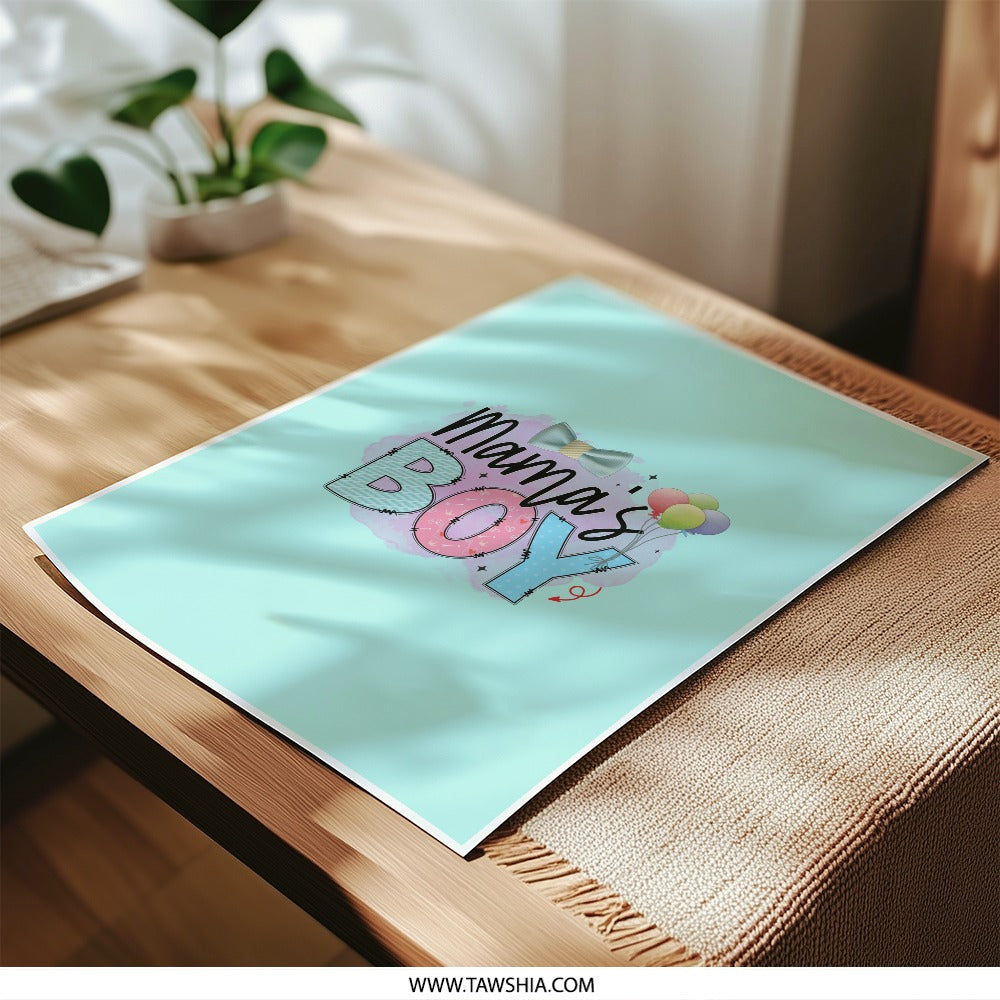 Mamas Boy Photographic Print, Cute Nursery Decor, Baby Boy Room Art, Gender Reveal Gift, New Mom Gift, Kid Room Printable, Modern Baby Decor - Tawshia
