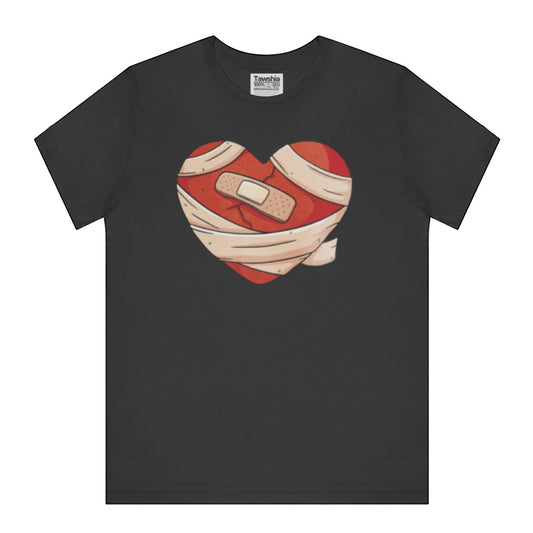 Heart with Bandage Design Black T-shirt product type