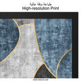Abstract Shapes Wall Art, Blue Gray and Gold, Modern Art Print, Geometric Art, Home Decor, Minimalist Design - Tawshia