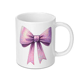 Sparkly Pink Bow Mug, Cute Gift Mug, Pink Bow Design Mug, Girly Mug, Novelty Coffee Mug, Decorative Mug (137 characters) - Tawshia