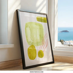 Abstract Wall Art Print, Modern Art Painting, Yellow and Pink Art, Home Decor, Minimalist Wall Art, Geometric Shapes Artwork - Tawshia