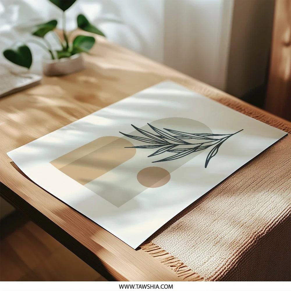 Minimalist Leaf Photographic Print, Botanical Wall Art, Modern Home Decor, Abstract Art Print, Nature Illustration, Neutral Tones Art - Tawshia