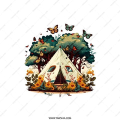 Camping Tent Pillow, Butterfly Garden Throw Pillow, Outdoor Adventure Pillow, Nature Lover Gift, Decorative Camping Pillow - Tawshia