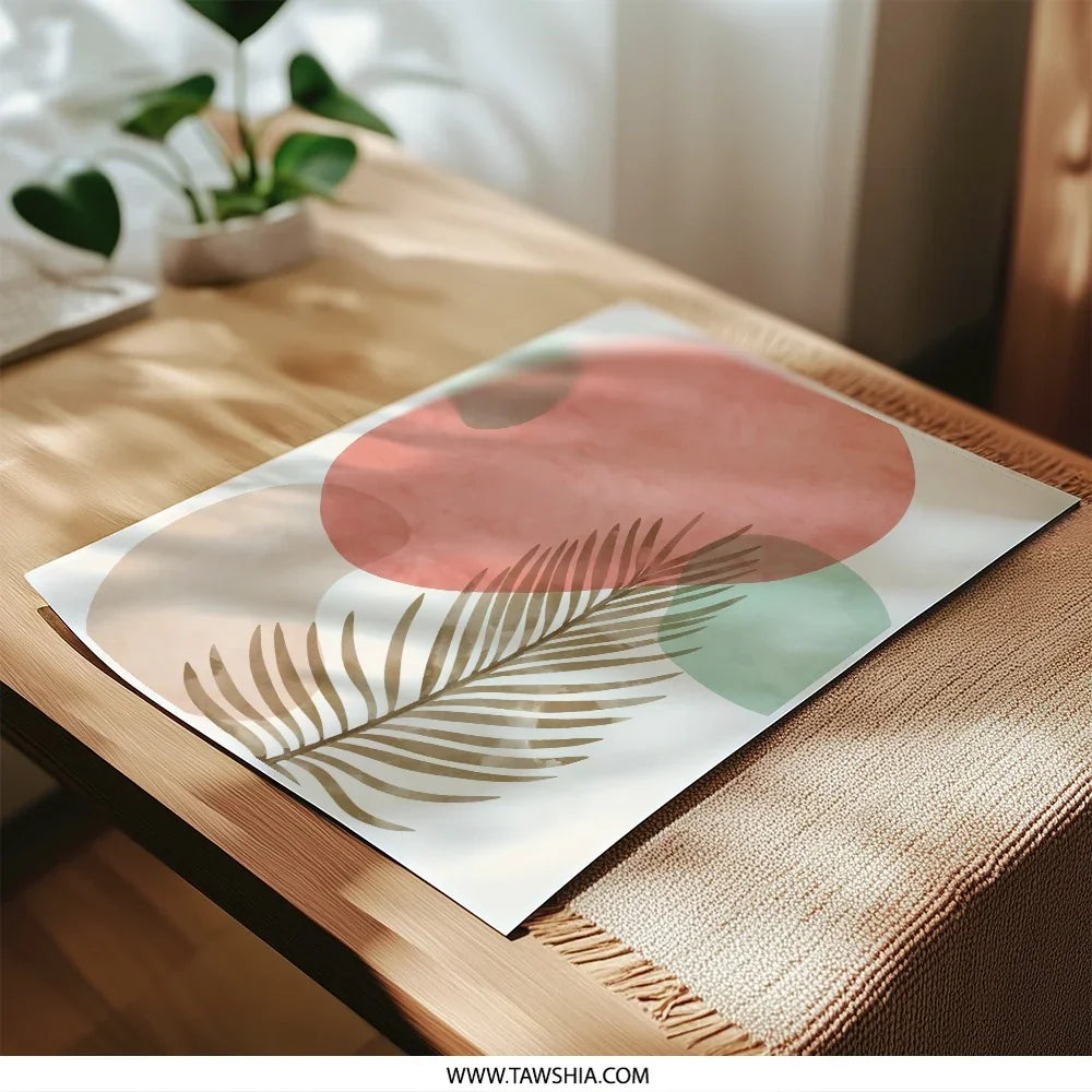 Abstract Palm Leaf Photographic Print, Modern Art Home Decor, Geometric Shapes Wall Art, Minimalist Design, Nature Inspired Photo Print - Tawshia