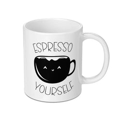 Espresso Yourself Mug, Coffee Lover Gift, Funny Coffee Mug, Cute Coffee Mug, Coffee Pun Gift, Motivational Mug, Unique Mug Design - Tawshia