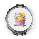 Lemon Cupcake Pocket Mirror, Floral Lavender Mirror, Dessert Gift, Compact Mirror for Purse, Foodie Gift, Cute Cupcake Mirror - Tawshia