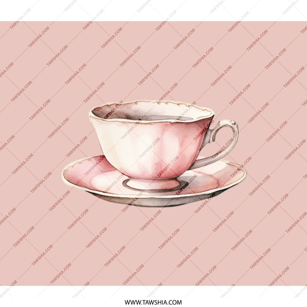 Pink Tea Cup Backpack, Watercolor Design Backpack, Aesthetic Backpack, Tea Lover Gift, Coffee Cup Art Backpack - Tawshia