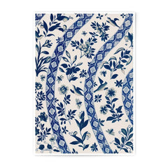 Blue Floral Photographic Print, Botanical Wall Art, Indigo Home Decor, Bird Art Print, Flower Illustration, Nature Inspired Art - Tawshia