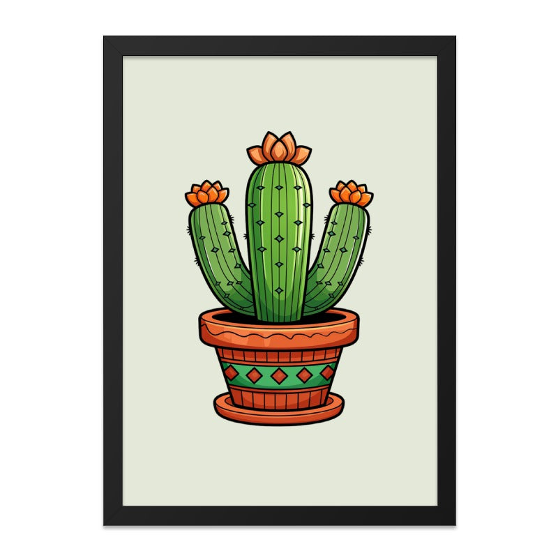 Blooming Cactus Wall Art, Potted Cactus Decor, Desert Plant Art, Southwest Wall Decor, Modern Cactus Print, Home Decor Wall Art - Tawshia