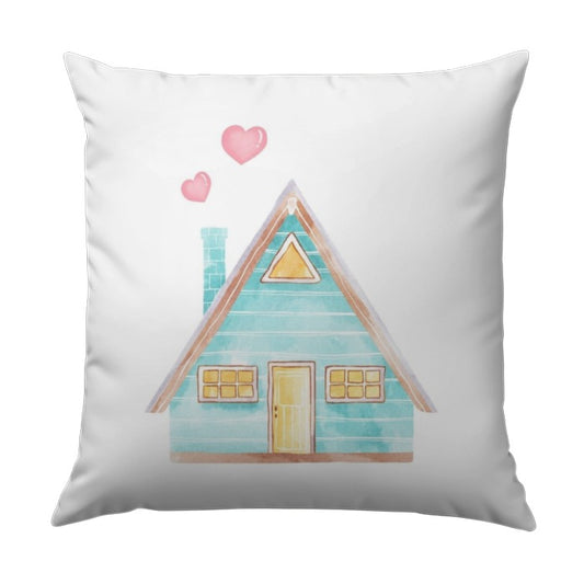 Cute House Pillow, Watercolor Home Accent Pillow, Cottagecore Decor, Sweet Home Gift Idea, Housewarming Pillow - Tawshia
