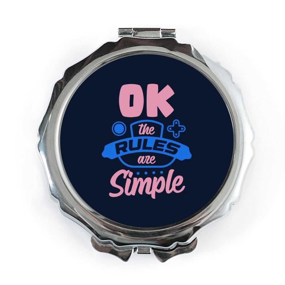 Gamer Pocket Mirror, OK the Rules are Simple Compact Mirror, Funny Gaming Gift for Her, Novelty Gamer Gift for Him, Video Game Lover Gift - Tawshia