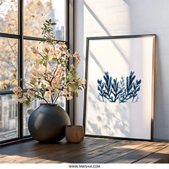 Blue Seaweed Wall Art, Coastal Decor, Botanical Print, Ocean Art, Minimalist Art Print, Modern Wall Decor, Nautical Wall Hanging - Tawshia