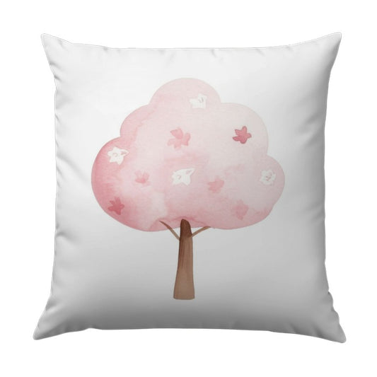 Pink Blossom Tree Pillow, Watercolor Floral Cushion, Spring Home Decor, Nature Inspired Throw Pillow, Decorative Accent Pillow - Tawshia