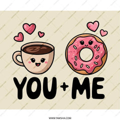 You Plus Me MousePad, Cute Coffee Donut Mouse Pad, Kawaii Office Decor, Gamer Desk Mat, Valentines Day Gift, Food Lover Mousepad - Tawshia