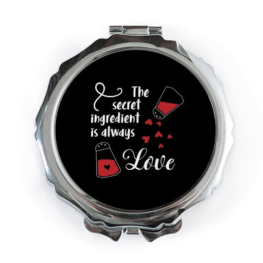 Secret Ingredient is Always Love Pocket Mirror, Cute Love Quote Mirror, Gift for Her, Valentine Day Gift, Love Pocket Mirrors - Tawshia