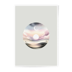 Celestial Landscape Photographic Prints, Sunset and Moon Art, Dreamy Watercolor Art Prints, Home Decor, Gift Idea - Tawshia