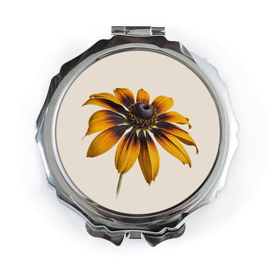 Black Eyed Susan Pocket Mirror, Floral Handbag Mirror, Wildflower Compact Mirror, Flower Lover Gift, Botanical Portable Mirror - Tawshia