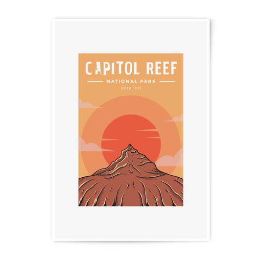 Capitol Reef Photographic Print, National Park Art, Travel Poster, Utah Wall Art, Landscape Print, Sunset Illustration, Home Decor - Tawshia