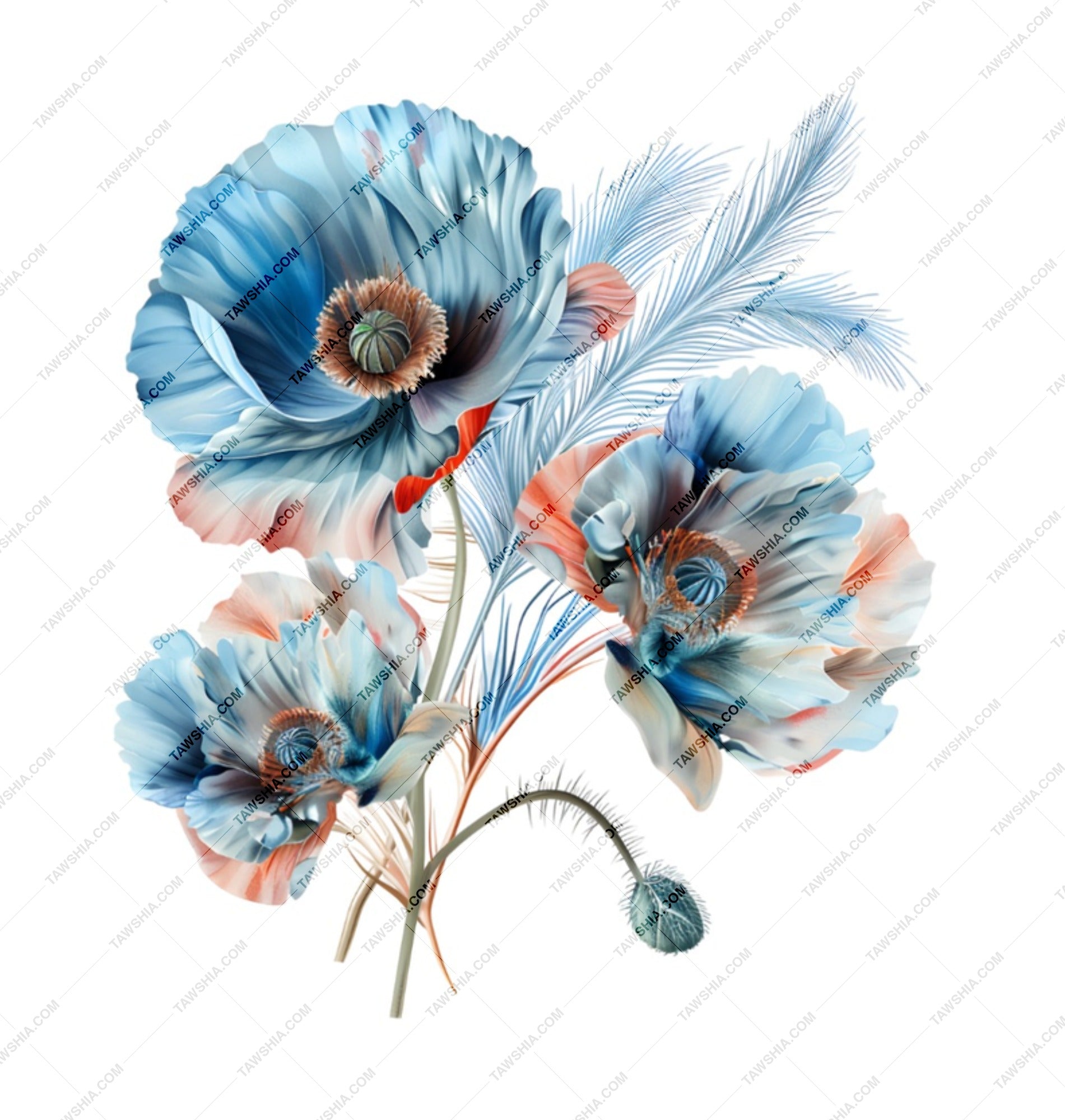 Blue Poppy Mug, Floral Coffee Cup, Flower Lover Gift, Unique Tea Mug, Botanical Mug, Spring Decor, Housewarming Gift, Artistic Mug - Tawshia