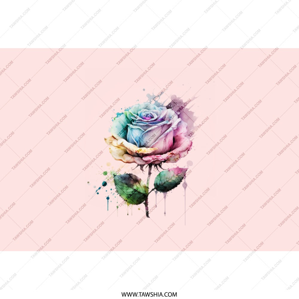 Rainbow Rose Tumbler, Watercolor Flower Tumbler, Unique Rose Design, Floral Tumbler Cup, Gift Idea, Artistic Tumbler, Colorful Flower - Tawshia