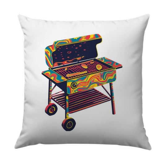 Grill Pillow, Psychedelic BBQ Throw Pillow, Grill Art Cushion, Colorful Grill Gift, Novelty Kitchen Decor, Unique Home Accent, BBQ Lover - Tawshia