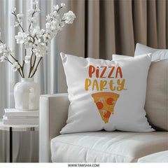 Pizza Party Pillow, Foodie Throw Pillow, Pizza Lover Gift, Funny Home Decor, Cute Couch Pillow, Dorm Decor, Home Decor Pillow - Tawshia