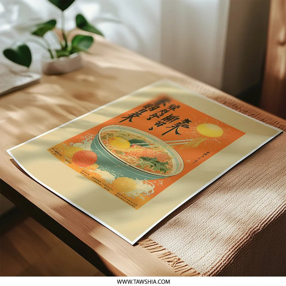 Japanese Ramen Photographic Print, Food Art, Asian Cuisine Poster, Restaurant Decor, Wall Art, Kitchen Art Print, Unique Gift - Tawshia