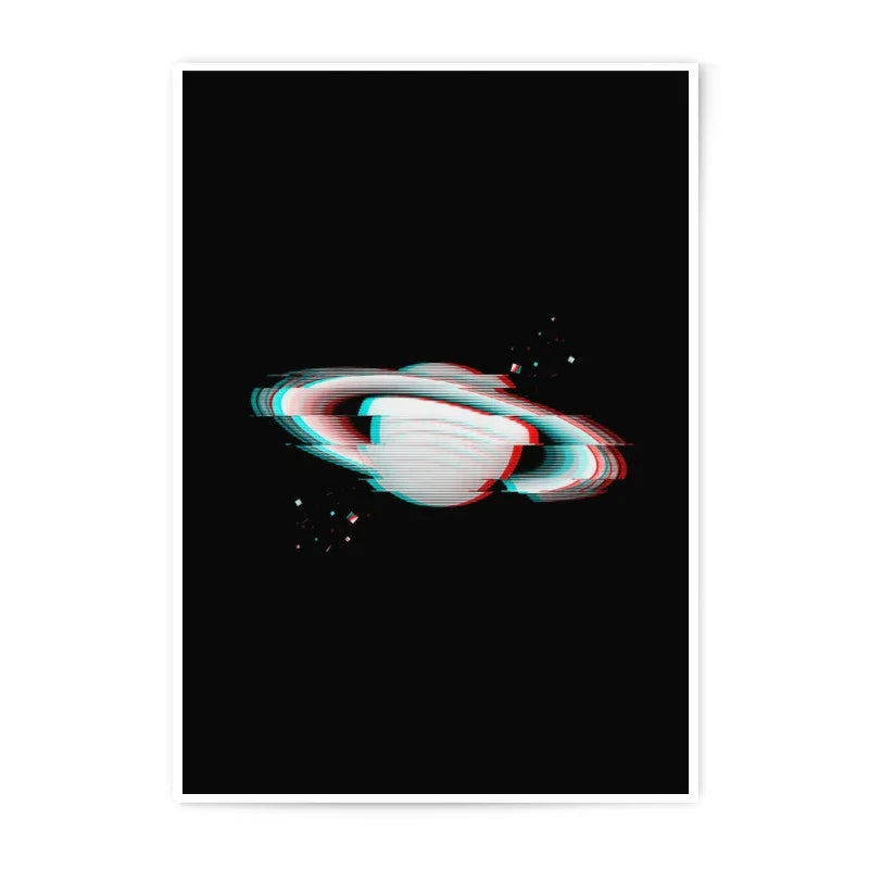 Glitch Saturn Photographic Print, Space Art, Minimalist Astronomy, Unique Wall Decor, Planet Poster - Tawshia