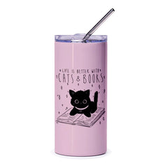Life Is Better with Cats and Books Travel Tumbler product