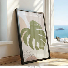 Monstera Leaf Wall Art, Abstract Botanical Print, Boho Home Decor, Modern Wall Hanging, Minimalist Art, Tropical Leaf Art, Gift Idea - Tawshia