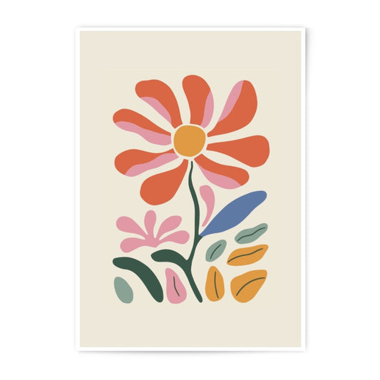 Retro Floral Photographic Print, Abstract Flower Wall Art, Colorful Botanical Decor, Mid Century Modern Art Print - Tawshia