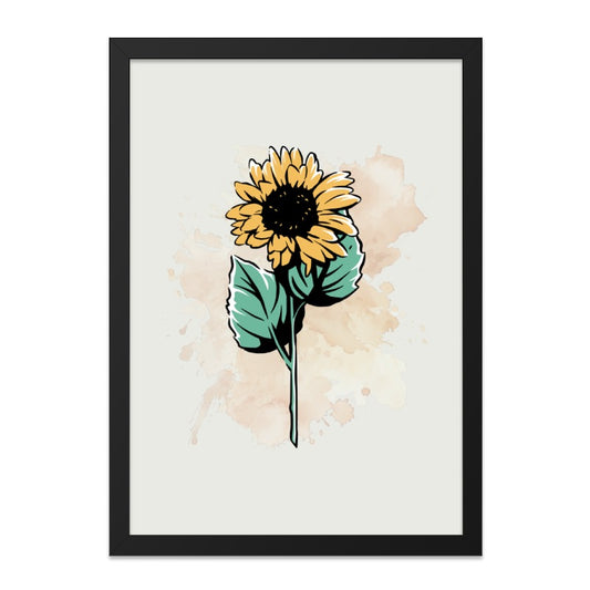 Sunflower Wall Art, Floral Print, Botanical Decor, Modern Art Print, Minimalist Wall Decor, Sunflower Art, Watercolor Style, Framed Wall Art - Tawshia