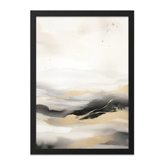 Abstract Landscape Wall Art, Minimalist Art Print, Neutral Tones, Black and Gold, Modern Home Decor, Serene Artwork, Wall Decor - Tawshia