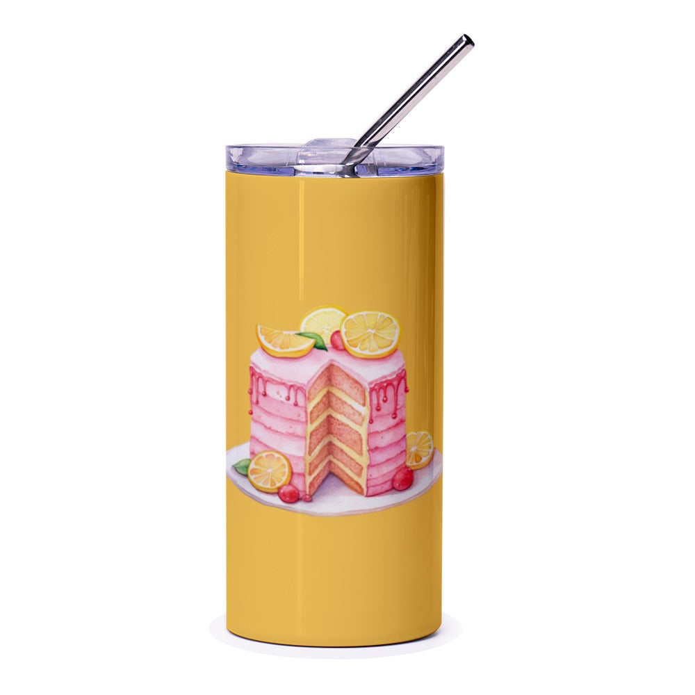 Cake Tumbler, Lemon Cake Art Tumbler, Birthday Gift Tumbler, Dessert Lover Tumbler, Stylish Drinkware, Cute Tumbler, Drink Tumbler - Tawshia