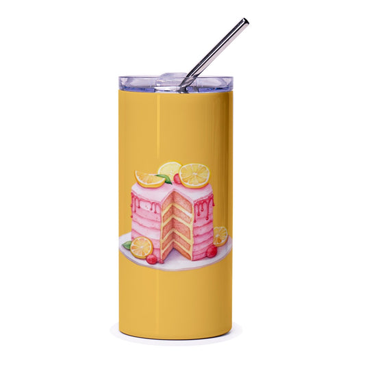 Cake Tumbler, Lemon Cake Art Tumbler, Birthday Gift Tumbler, Dessert Lover Tumbler, Stylish Drinkware, Cute Tumbler, Drink Tumbler - Tawshia