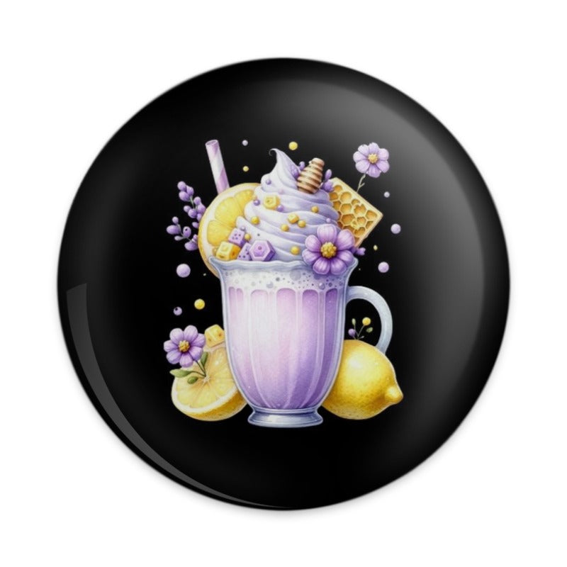 Lavender Lemonade Pinback Button, Floral Drink Badge, Dessert Accessory, Cute Beverage Button, Whimsical Lemon Pin - Tawshia