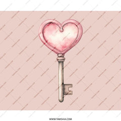 Heart Key Mousepad, Romantic Gift, Pink Desk Accessory, Cute Mousepad, Valentine's Day Gift, Unique Mouse Pad, PC Gamer Pad, Office Decor - Tawshia