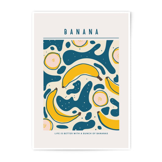 Banana Art Photographic Print, Modern Kitchen Decor, Fruit Illustration, Tropical Wall Art, Colorful Print, Home Decor, Foodie Gift - Tawshia