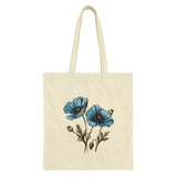Blue Poppy Tote Bag, Floral Shopping Bag, Botanical Design, Unique Gift, Everyday Carry, Stylish Tote, Grocery Bag, Book Bag - Tawshia
