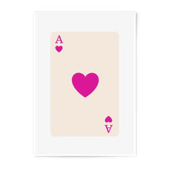 Ace of Hearts Photographic Print, Playing Card Wall Art, Minimalist Card Art, Contemporary Home Decor, Game Room Art Print, Pink Heart - Tawshia