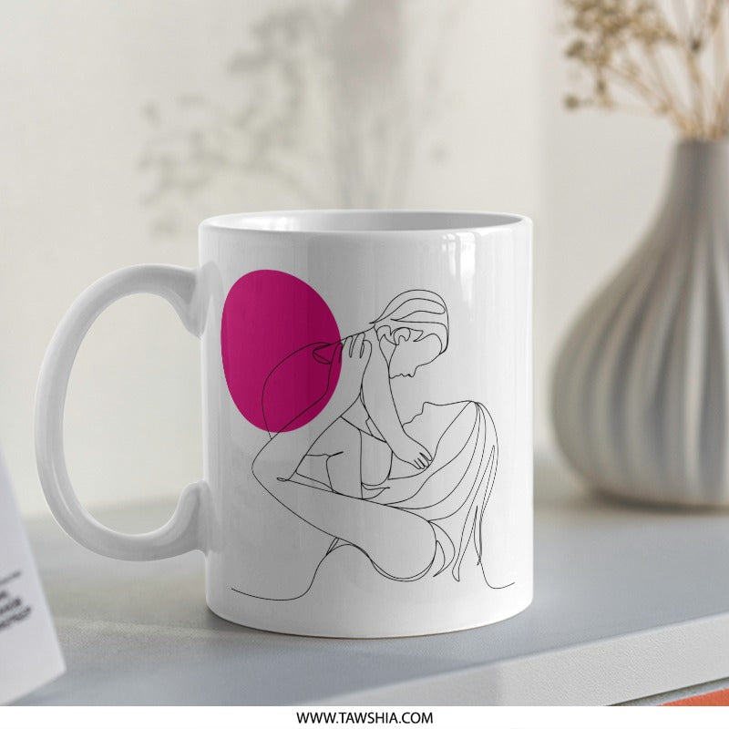 Mother and Child Mug, Line Art Coffee Mug, Mothers Day Gift, Minimalist Mug, Mom and Baby Mug, Unique Gift for New Mom, Hot Tea Mug - Tawshia