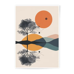 Minimalist Tree Reflection Photographic Print, Abstract Sunset Art, Modern Landscape Wall Decor, Geometric Nature Photography - Tawshia
