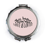 Love and Coffee Pocket Mirror, This Home Runs On, Cute Mirror, Purse Mirror, Gift for Her, Mom Gift, Handbag Mirror - Tawshia