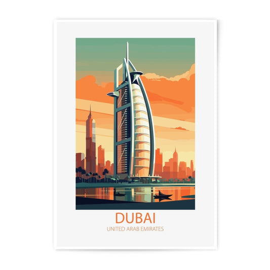 Dubai Skyline Photographic Print, Burj Al Arab Art, United Arab Emirates Travel Poster, Cityscape Photography, Modern Home Decor - Tawshia