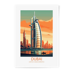 Dubai Skyline Photographic Print, Burj Al Arab Art, United Arab Emirates Travel Poster, Cityscape Photography, Modern Home Decor - Tawshia