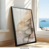 Abstract Fluid Art Wall Art, Neutral Tones Home Decor, Modern Minimalist Artwork, Elegant Flowing Lines Print - Tawshia
