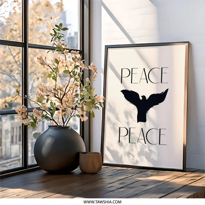 Peace Dove Wall Art, Minimalist Home Decor, Modern Bird Print, Serene Wall Hanging, Calming Art, Gift Idea, Unique Design (136 characters) - Tawshia