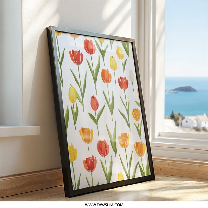 Tulip Wall Art, Floral Art Print, Botanical Wall Decor, Spring Decor, Flower Art, Modern Home Decor, Nature Inspired Wall Art - Tawshia
